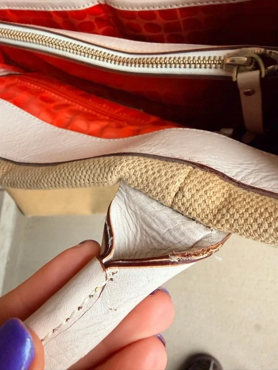 KATE SPADE NY Dark Beige Canvas/Hemp White Trimmed Large Hobo Shoulder Bag - Picture 15 of 16